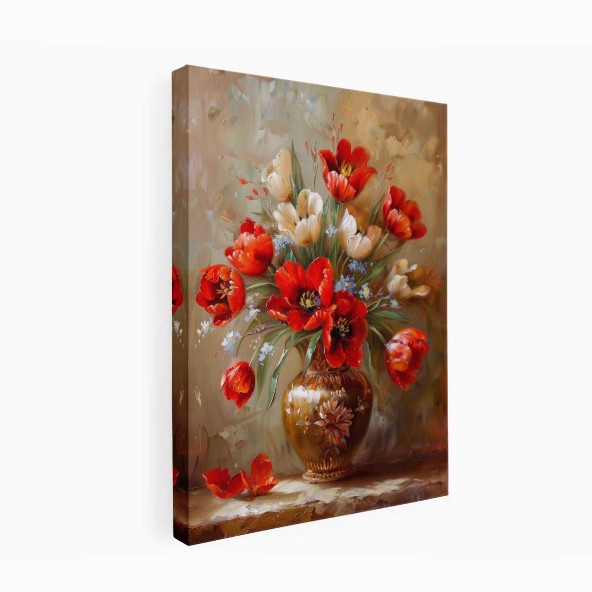 Red Flowers with Vase Painting for Dining Room-3